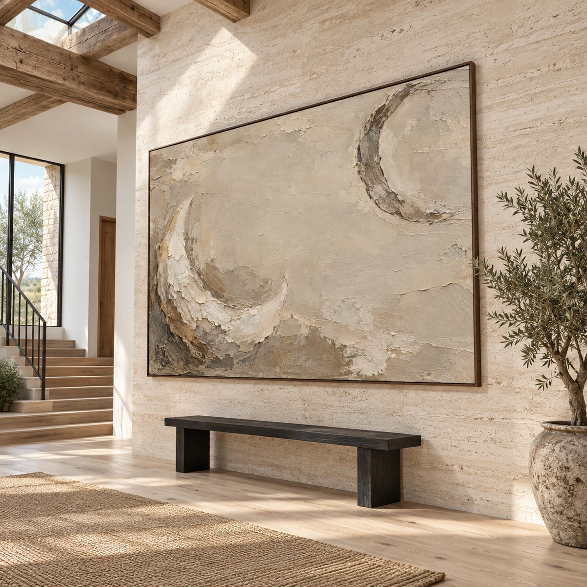 Umber-Arc displayed prominently in a gallery-scale foyer with daylight.