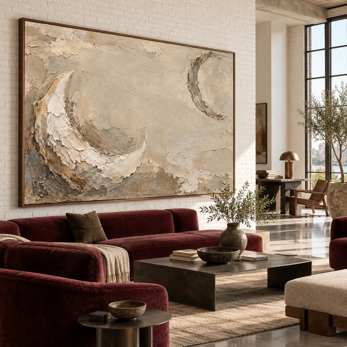 Umber-Arc installed at large scale in an open hospitality loft interior.