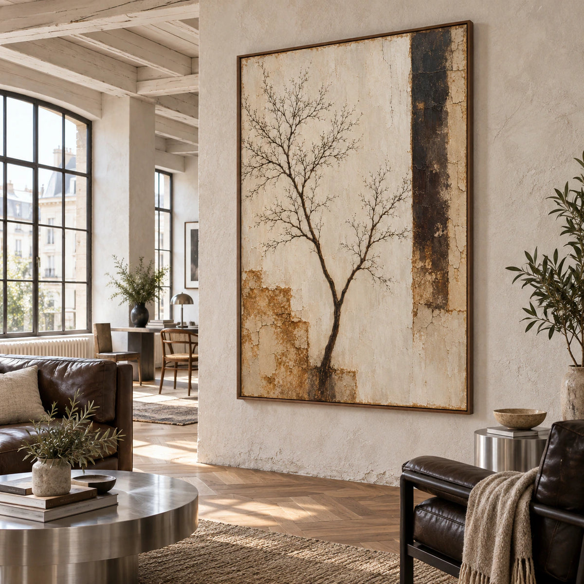 Expansive loft hospitality interior featuring Umber-Branch at large scale.