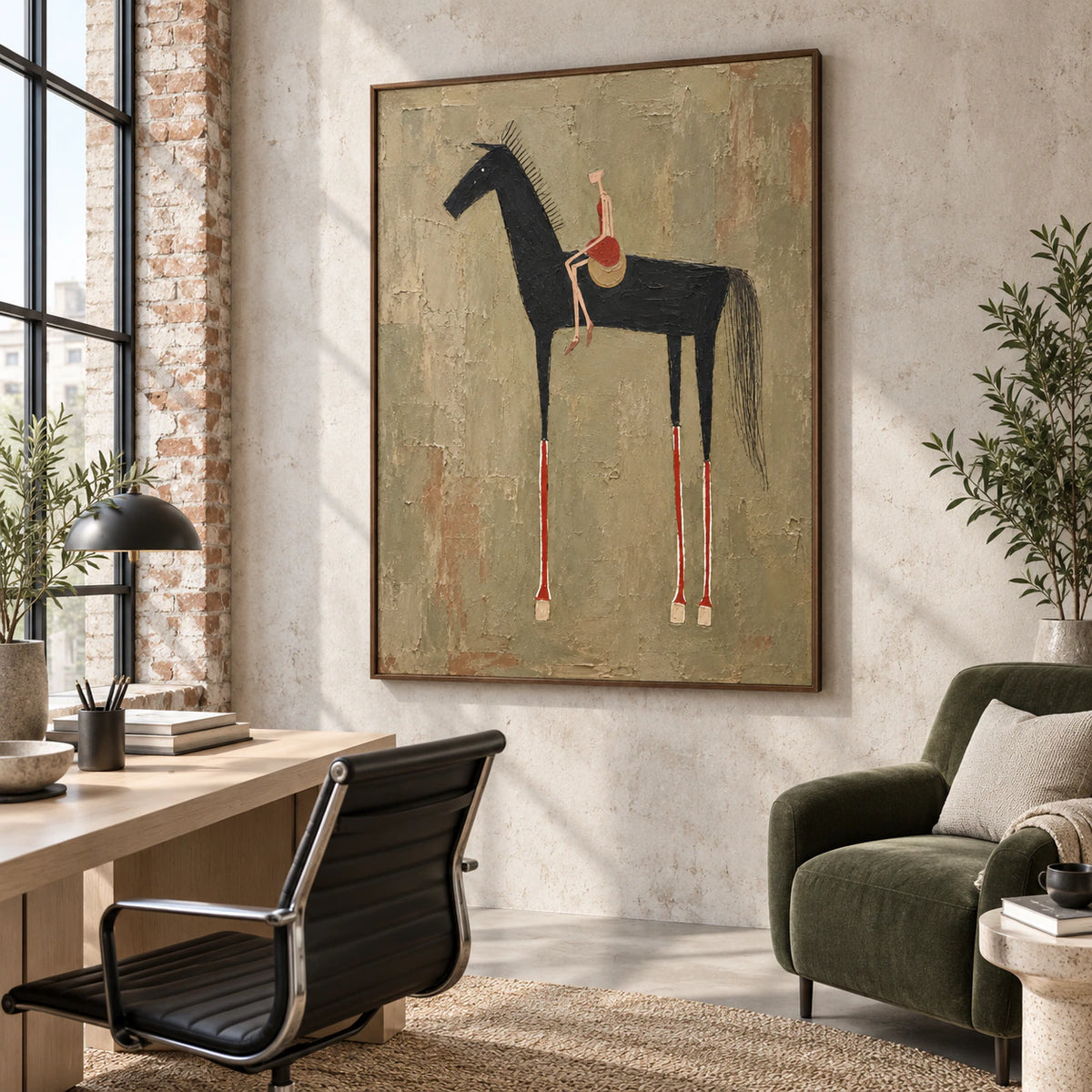 Umber-Canter featured in an airy reading and home-office space.