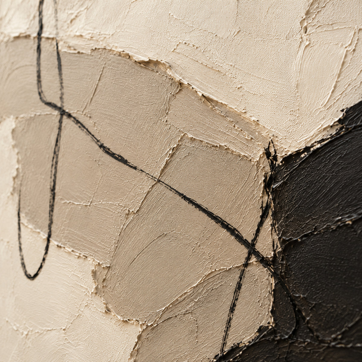 Umber-Contour oil painting brushwork and impasto detail photographed from an oblique side angle