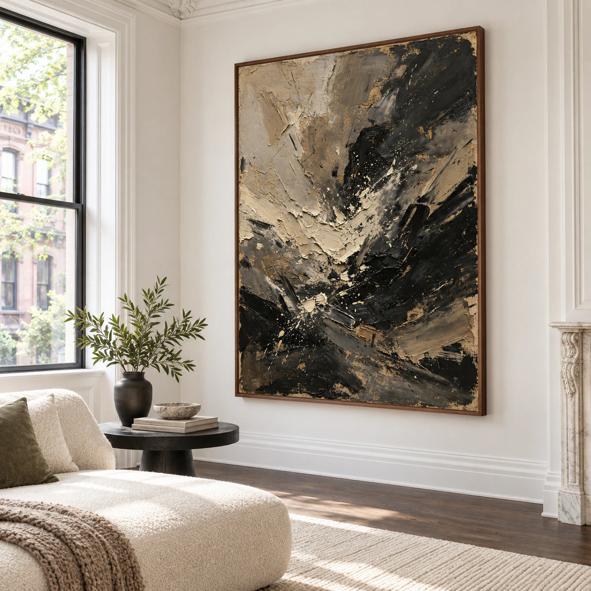 Umber-Current as the focal artwork in a bright living room.