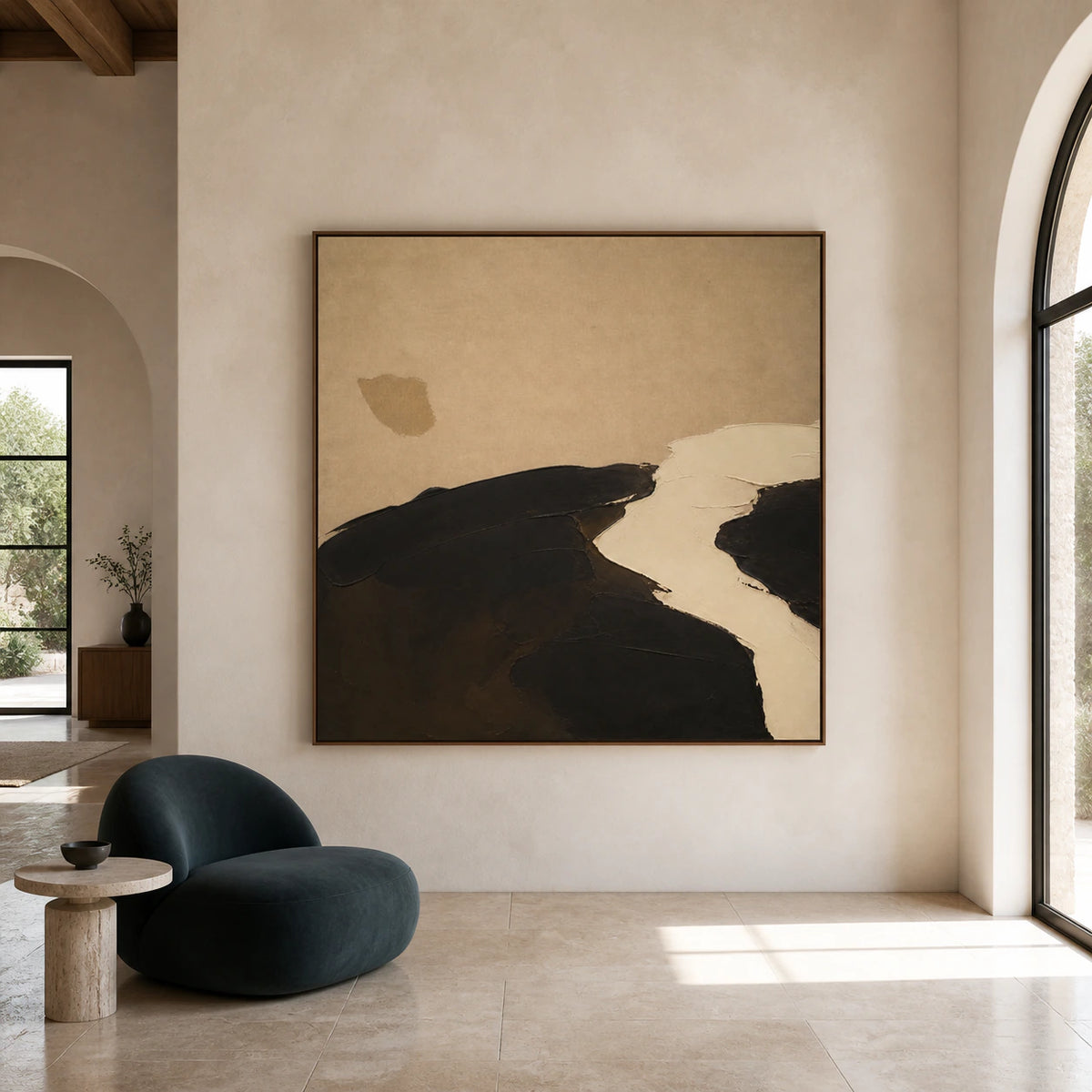 Umber-Drift displayed at large scale, straight-on in a bright expansive architectural interior.