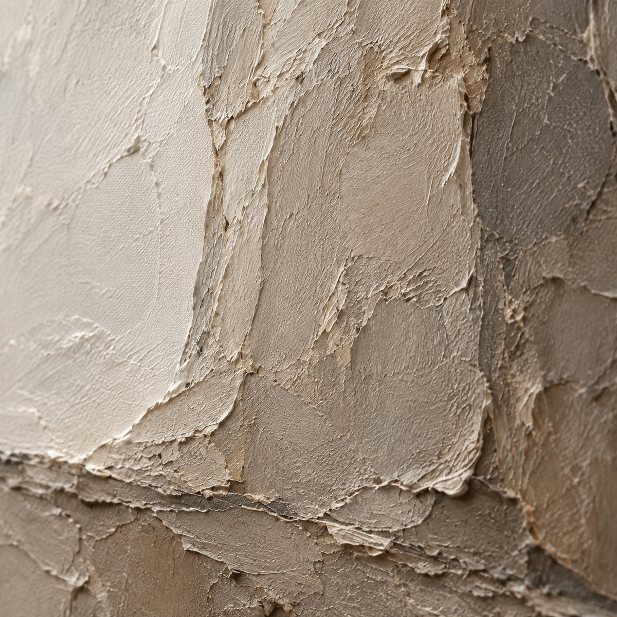 Veiled-Buttress oil painting brushwork and impasto detail photographed from an oblique side angle