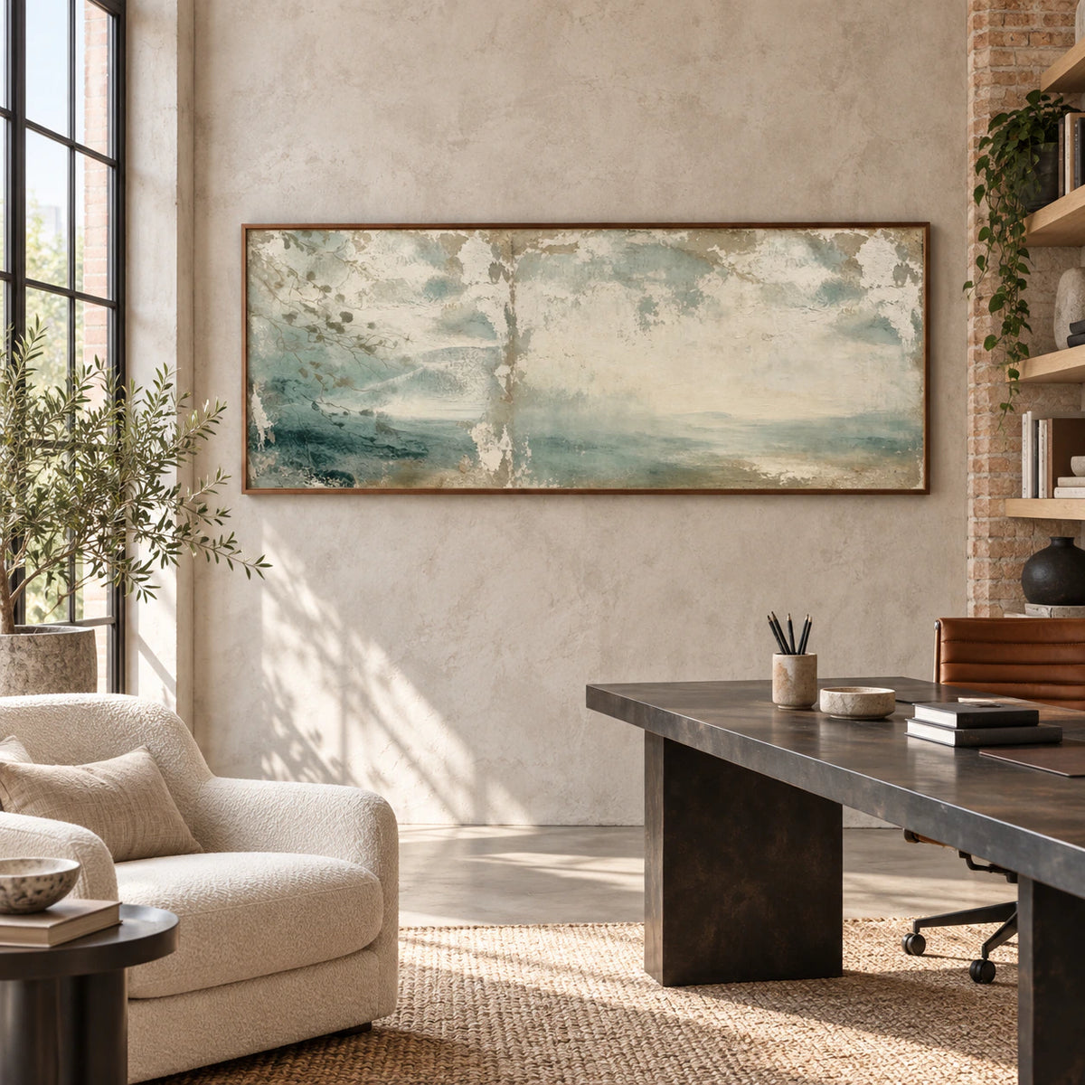 Veiled-Estuary in an airy home office reading space.