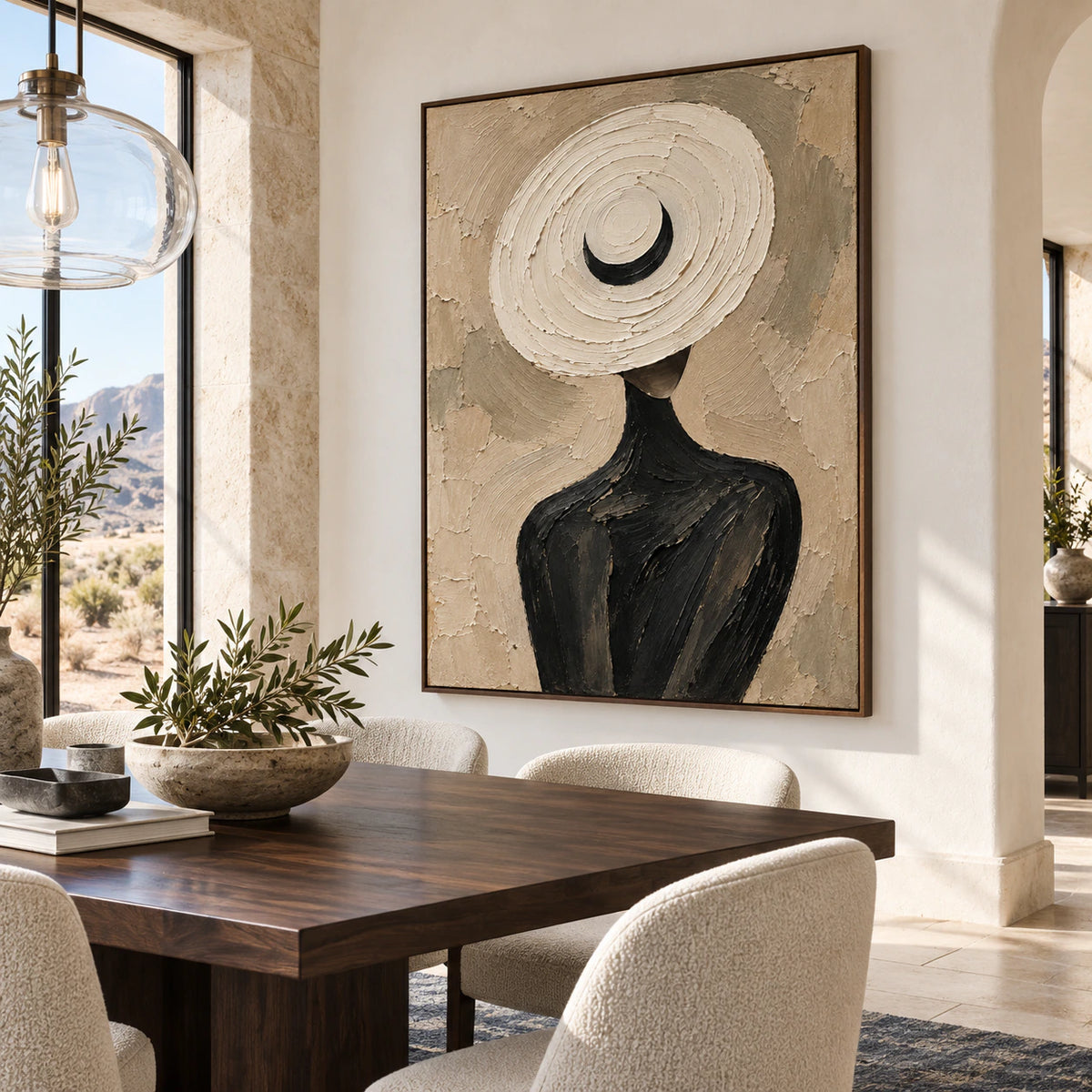 Veiled-Oracle displayed prominently in a refined daylight-filled dining room.