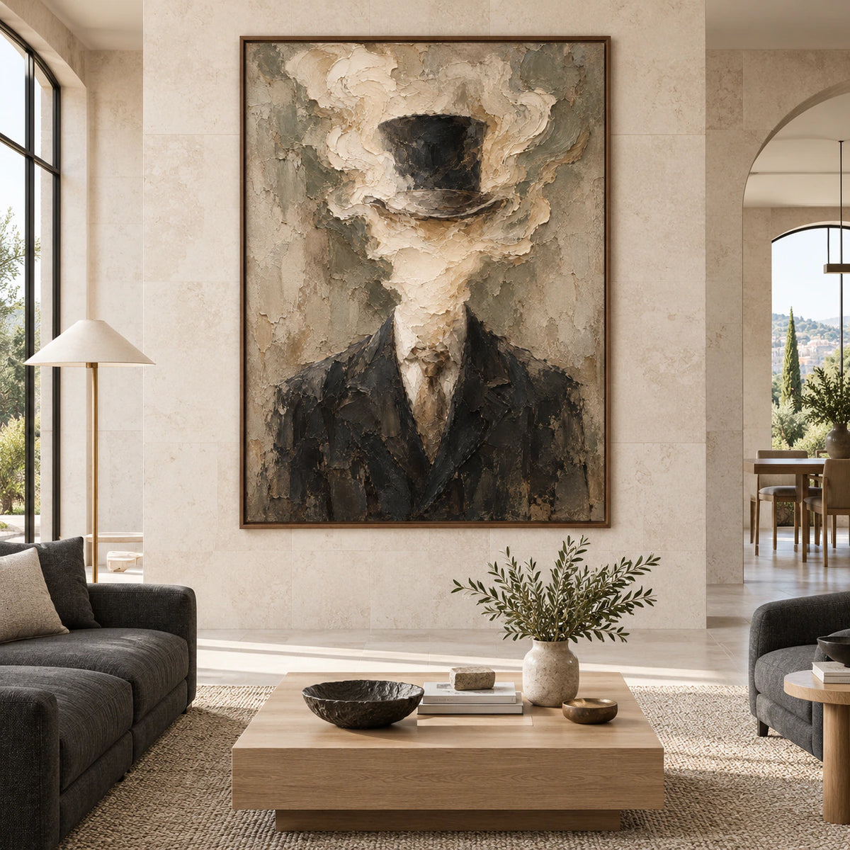 Veiled-Patina displayed at large scale in a spacious straight-on interior.