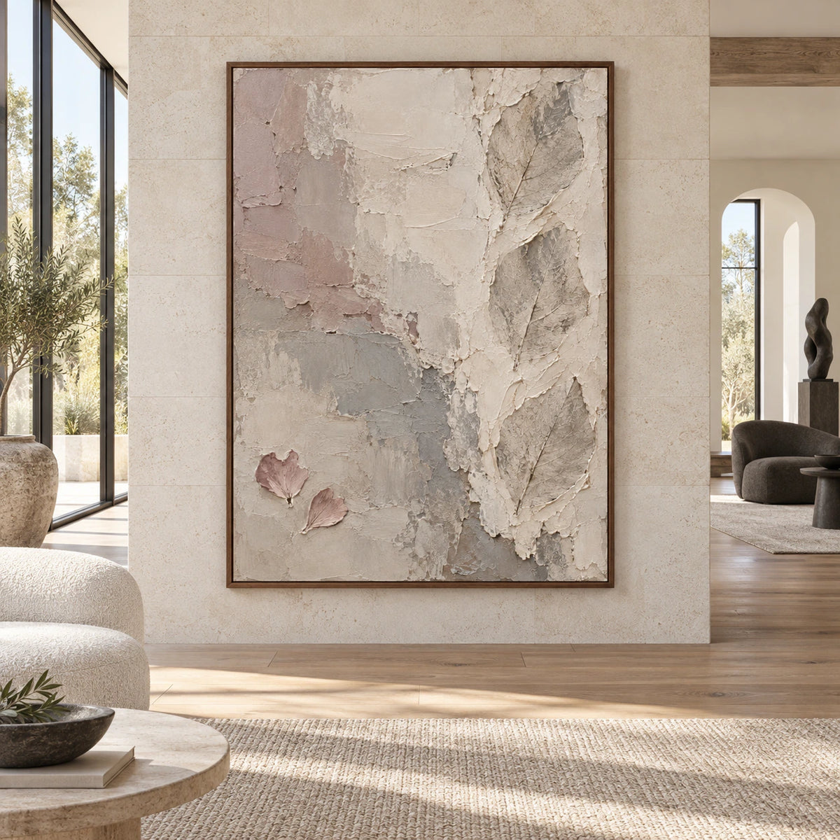 Veiled-Relief displayed large and straight-on in a bright architectural living space.