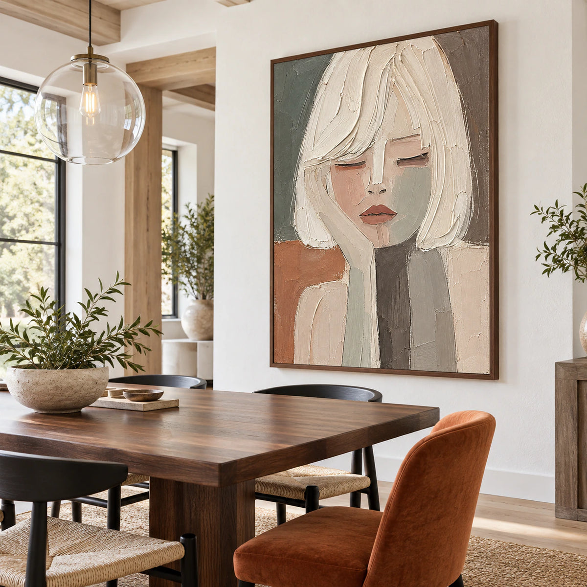 Veiled-Reverie above a refined dining setting in natural daylight.