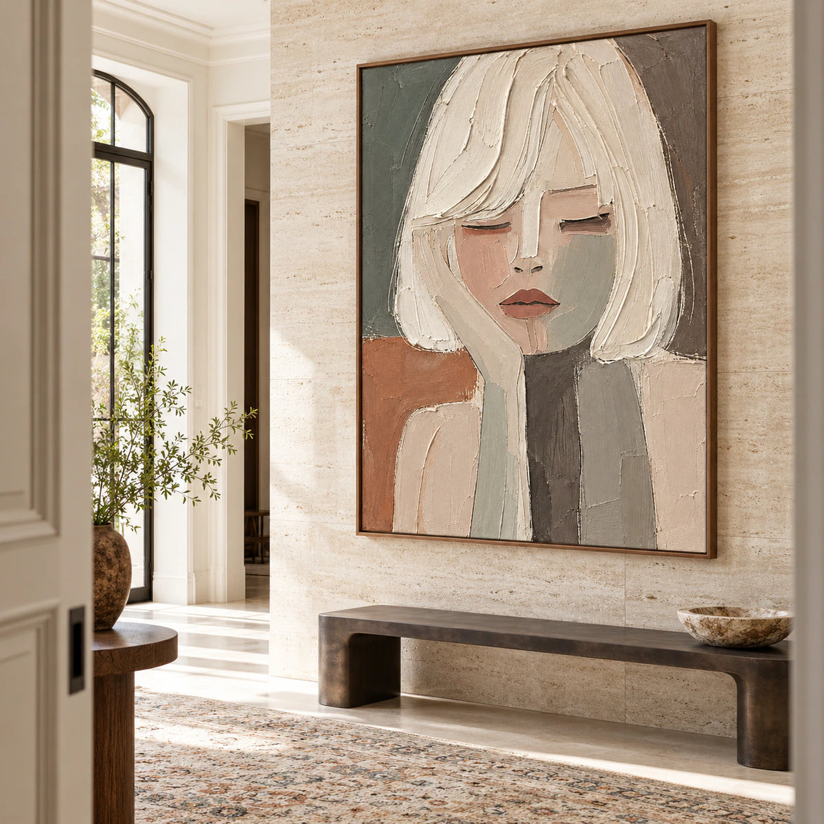 Veiled-Reverie at gallery scale in an open, daylight-filled foyer.