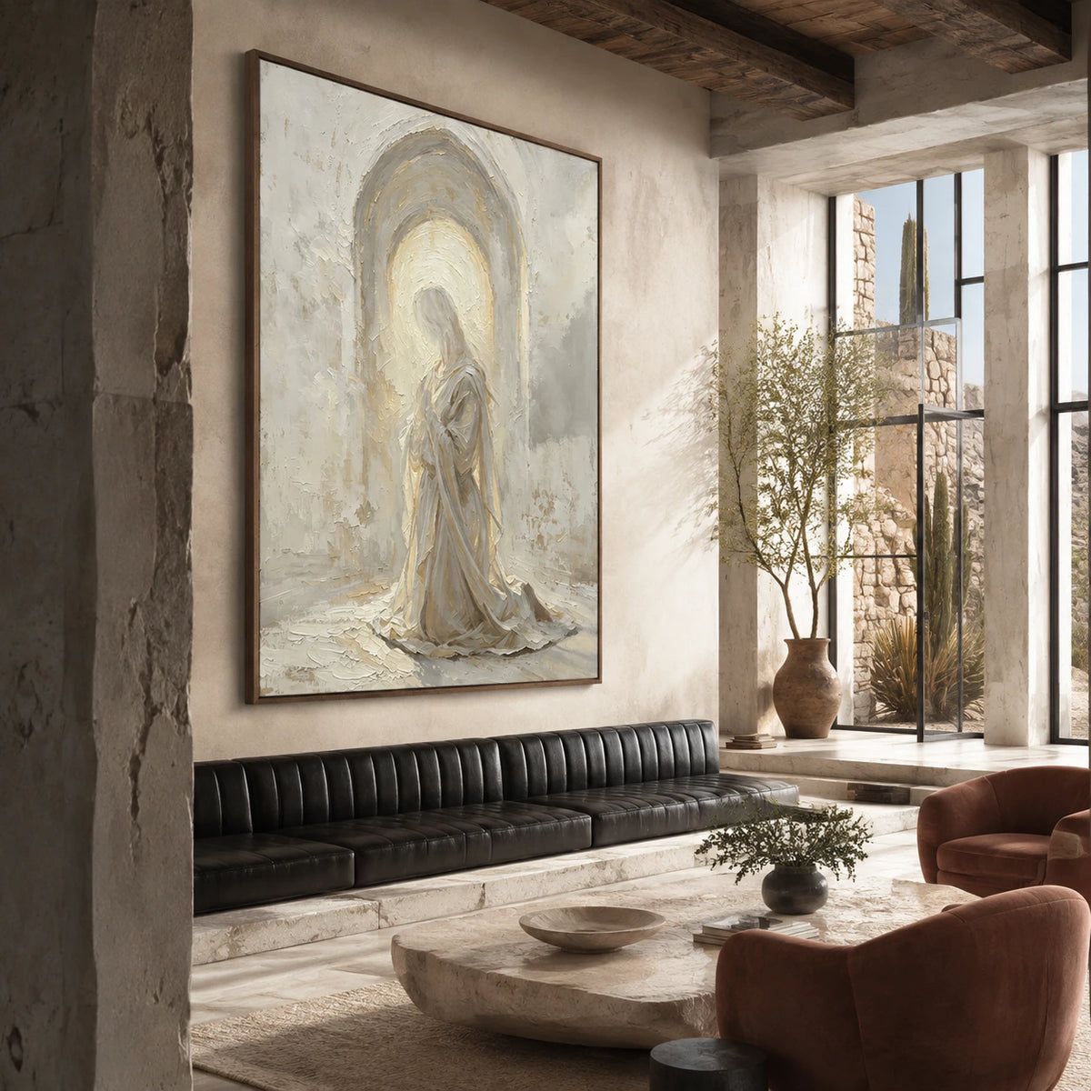 Veiled-Threshold anchoring an expansive hospitality loft interior.