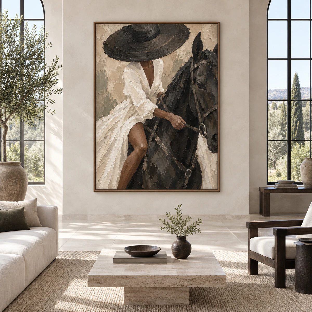 Velvet-Rein displayed at large scale straight-on in an open architectural living space.