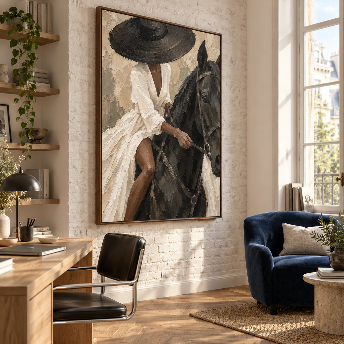 Velvet-Rein in an airy reading and home-office space.