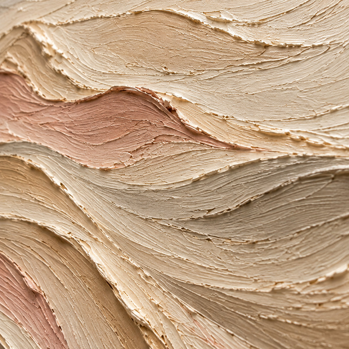 Velvet-Strata oil painting brushwork and impasto detail photographed from an oblique side angle
