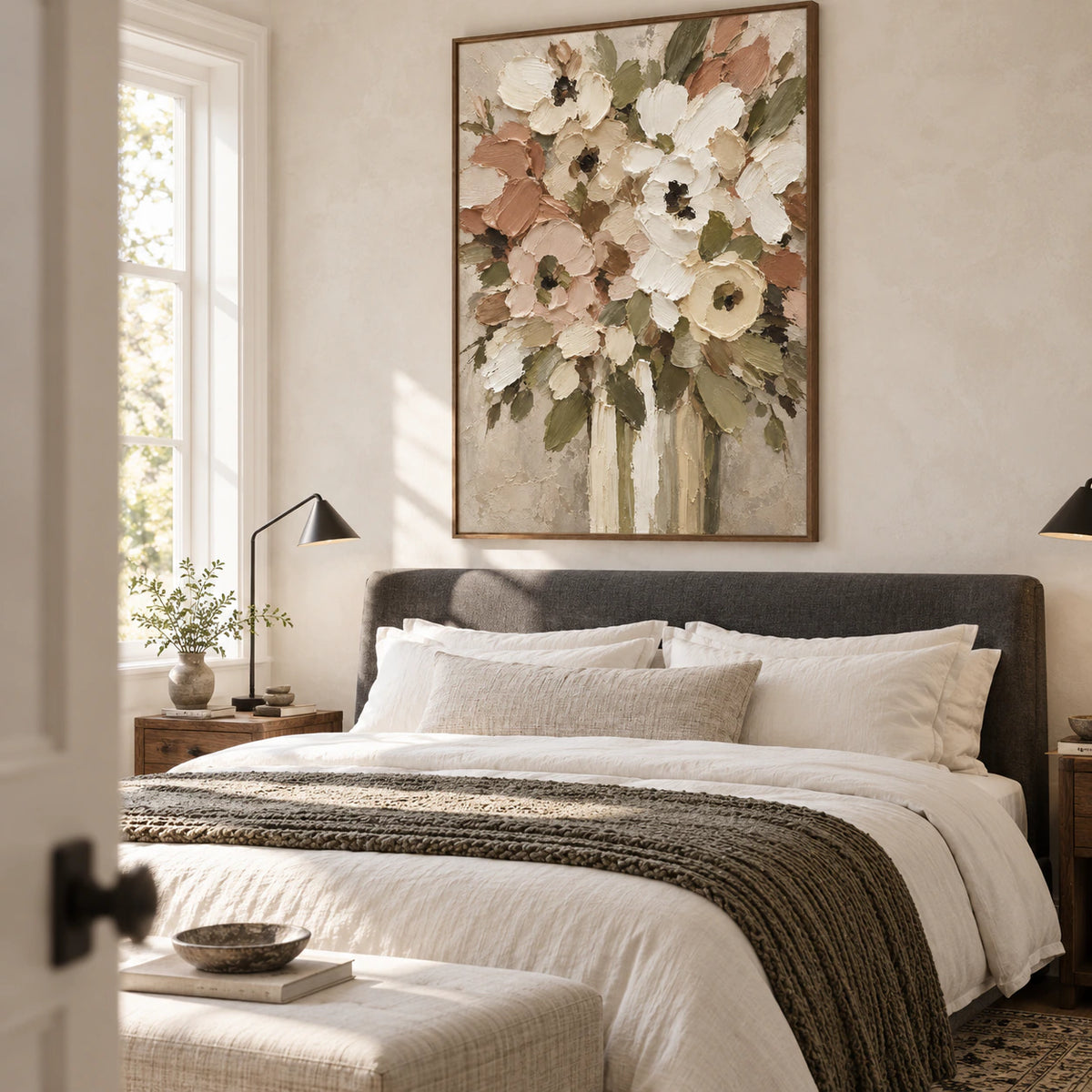 Verdant-Bouquet bringing quiet texture to a softly lit bedroom.