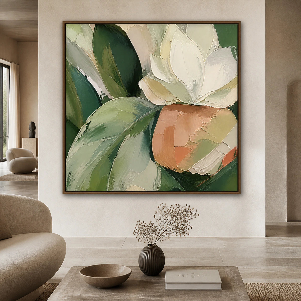 Verdant-Contour displayed at large scale, straight-on in a bright expansive interior.
