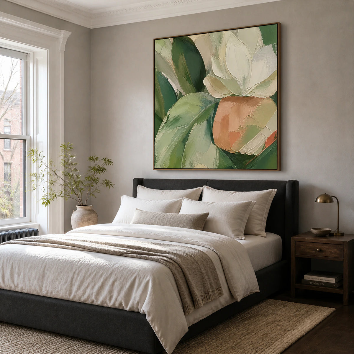 Verdant-Contour above a quiet bedroom setting with soft natural light.