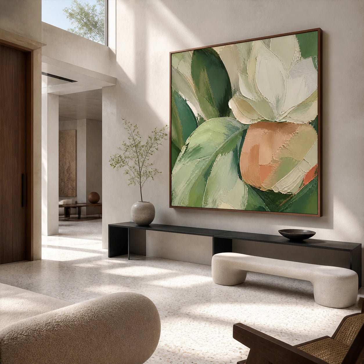 Verdant-Contour installed at gallery scale in an open foyer.