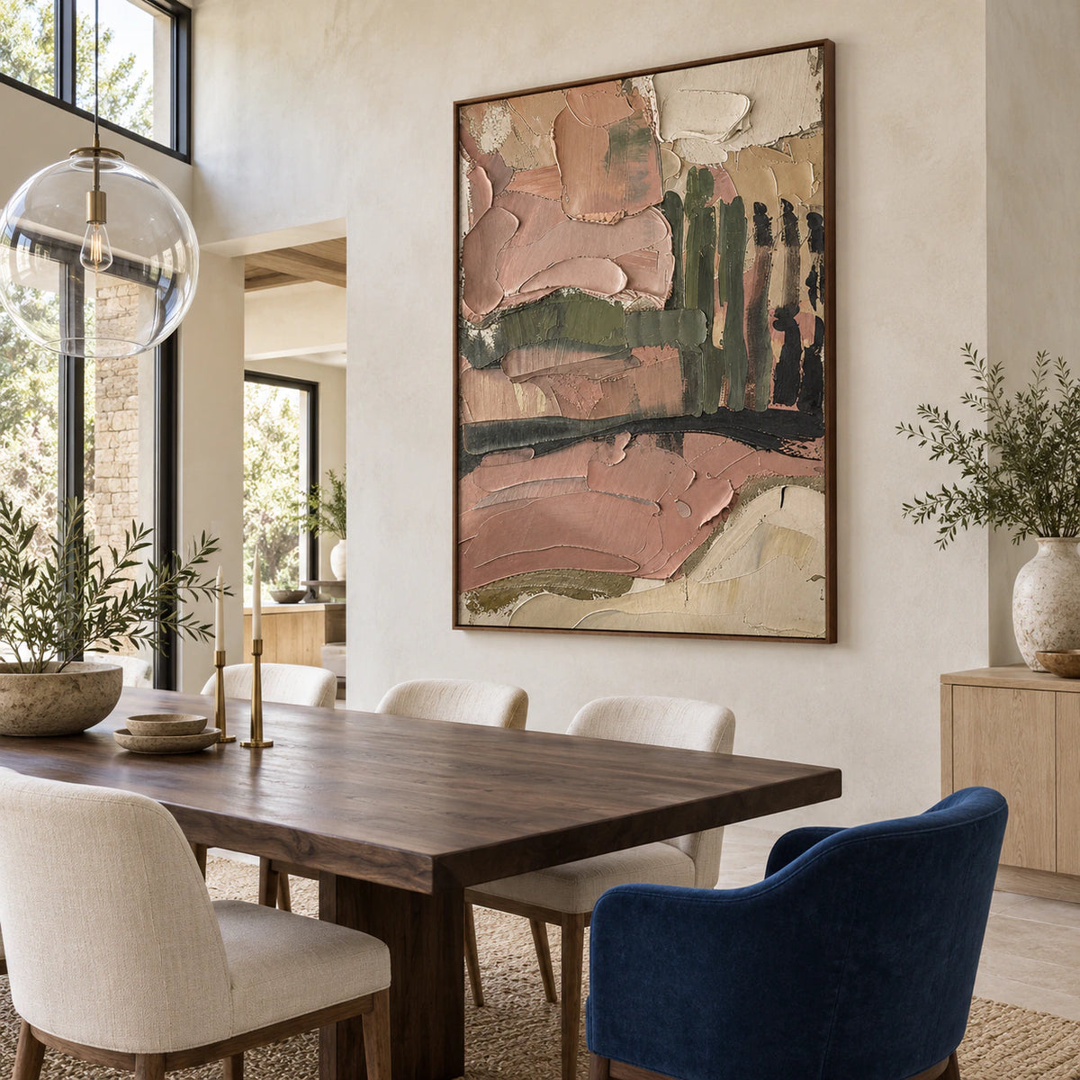 Verdant-Embankment displayed above a refined dining setting in natural daylight.