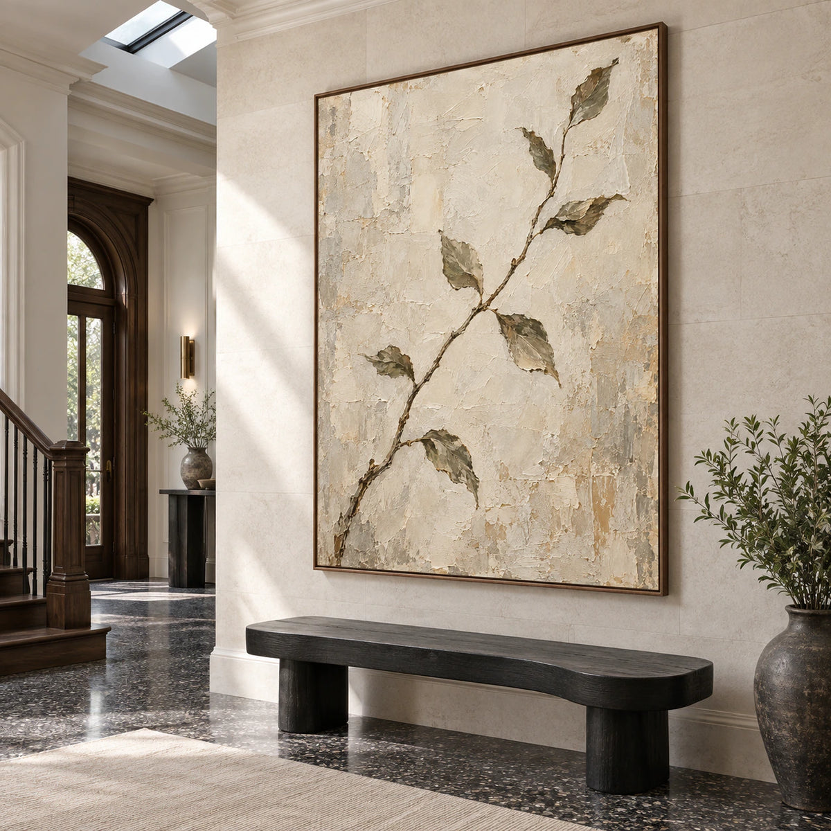 Verdant-Relic presented at gallery scale in a spacious foyer.