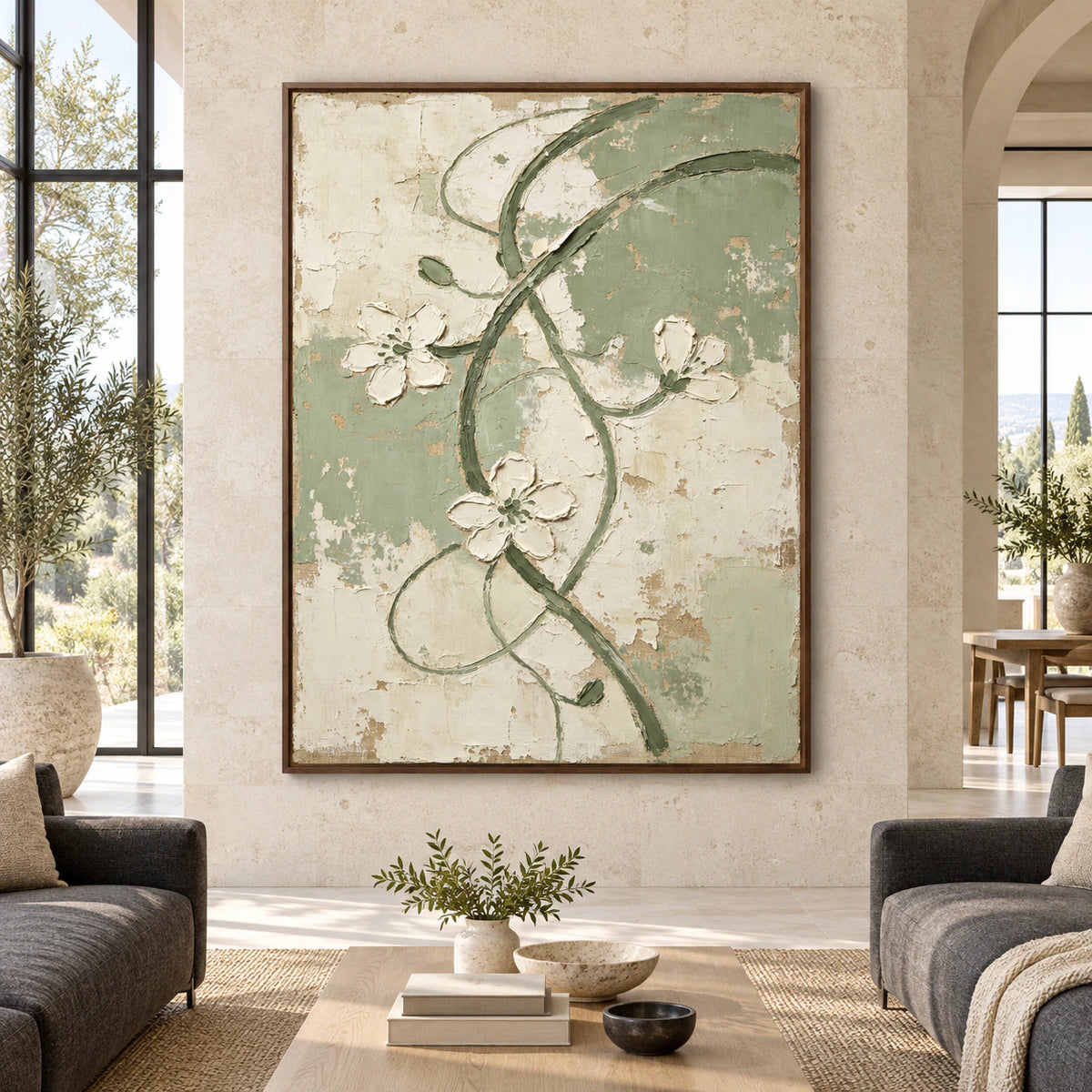Verdant-Trace displayed at large scale in a bright, spacious architectural living room.