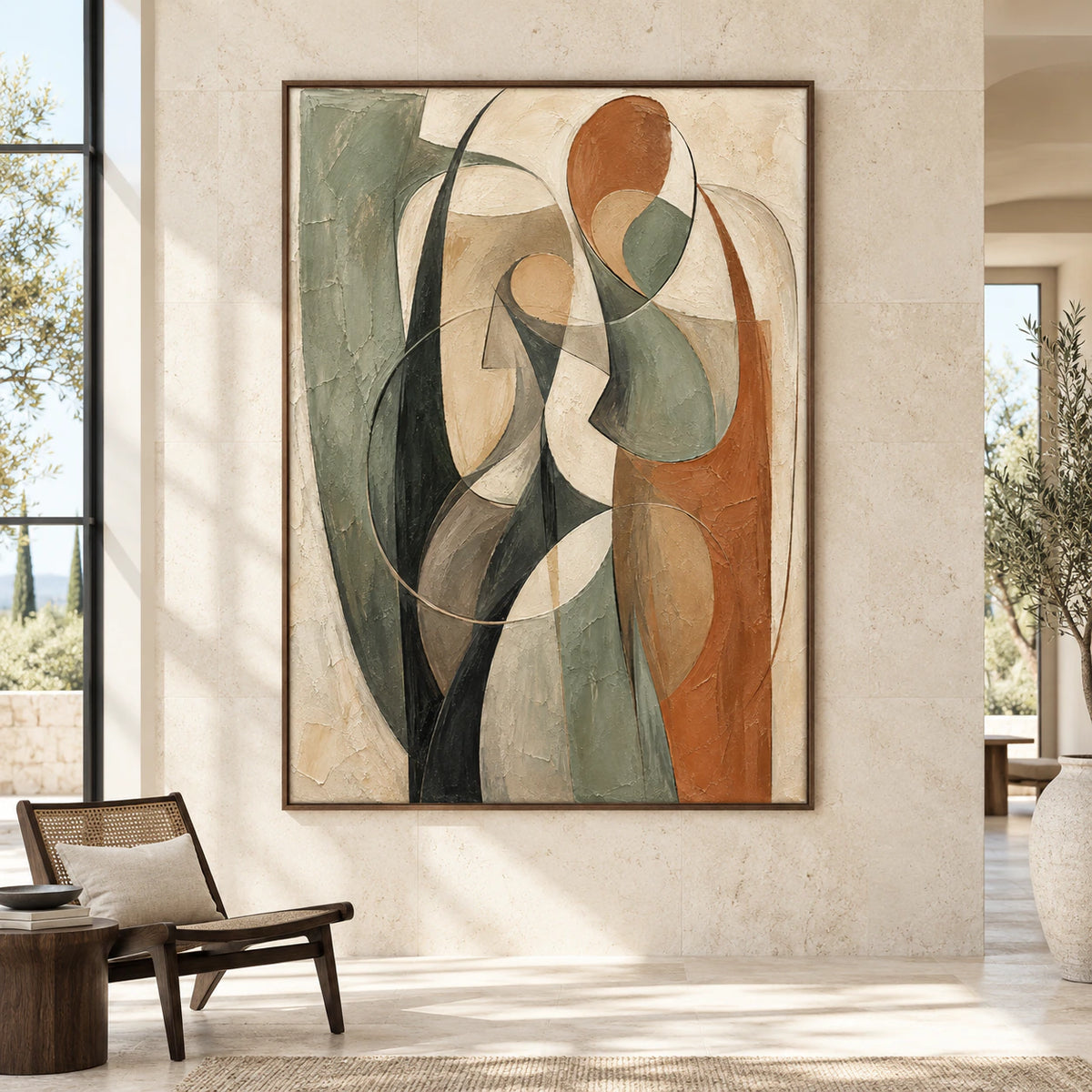 Verdigris-Arc displayed at large scale in a bright architectural living space.