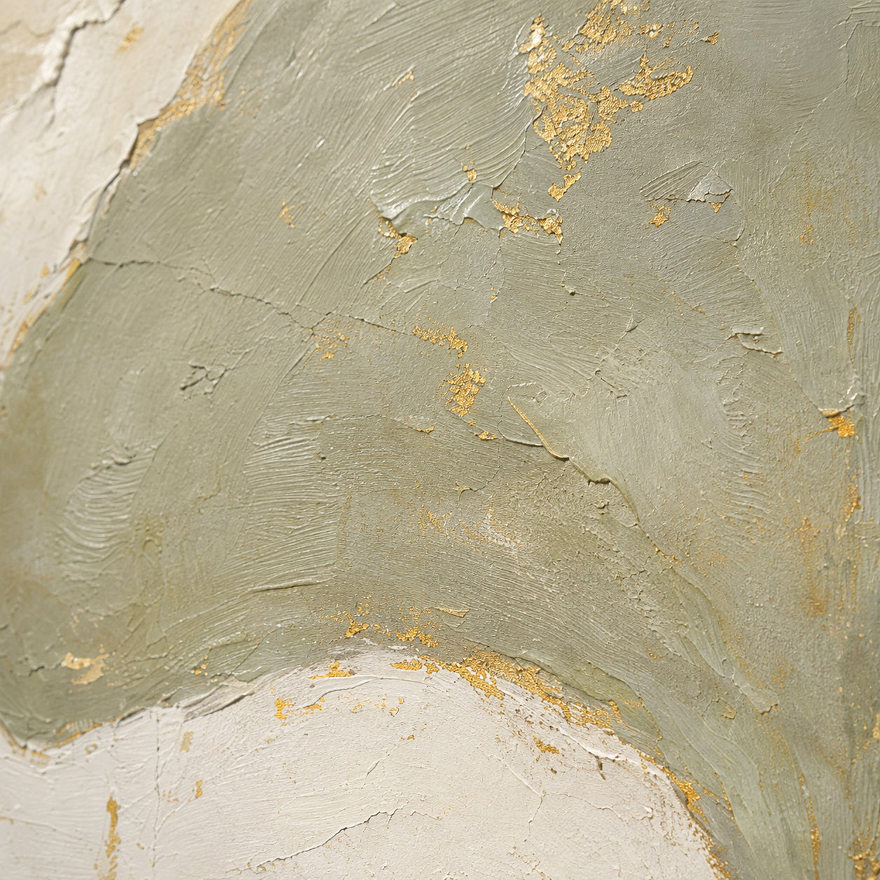 Verdigris-Canopy oil painting brushwork and impasto detail photographed from an oblique side angle