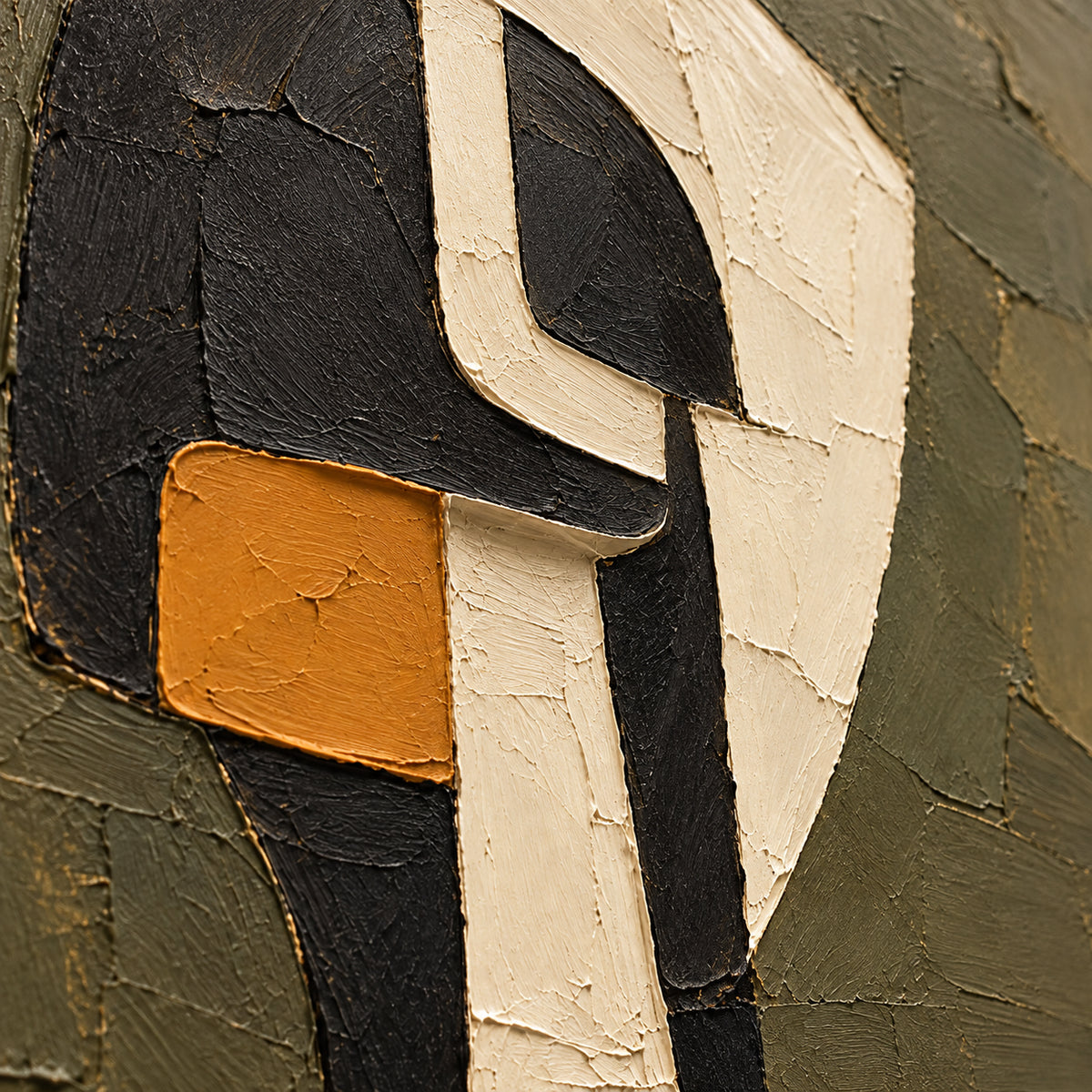 Verdigris-Ciphers oil painting brushwork and impasto detail photographed from an oblique side angle