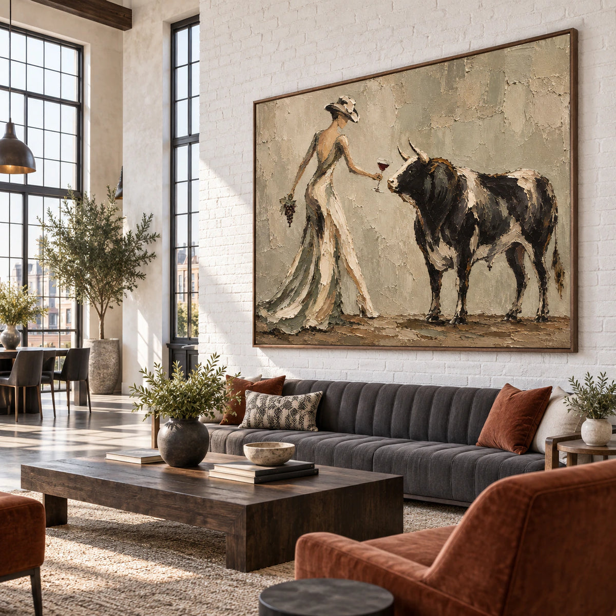 Vine-Encounter anchoring an expansive loft hospitality interior.