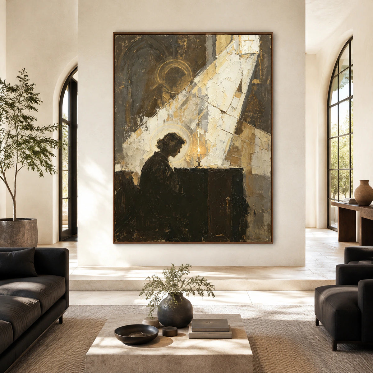 Votive-Silhouette displayed large and straight-on in an expansive daylight-filled architectural living space.