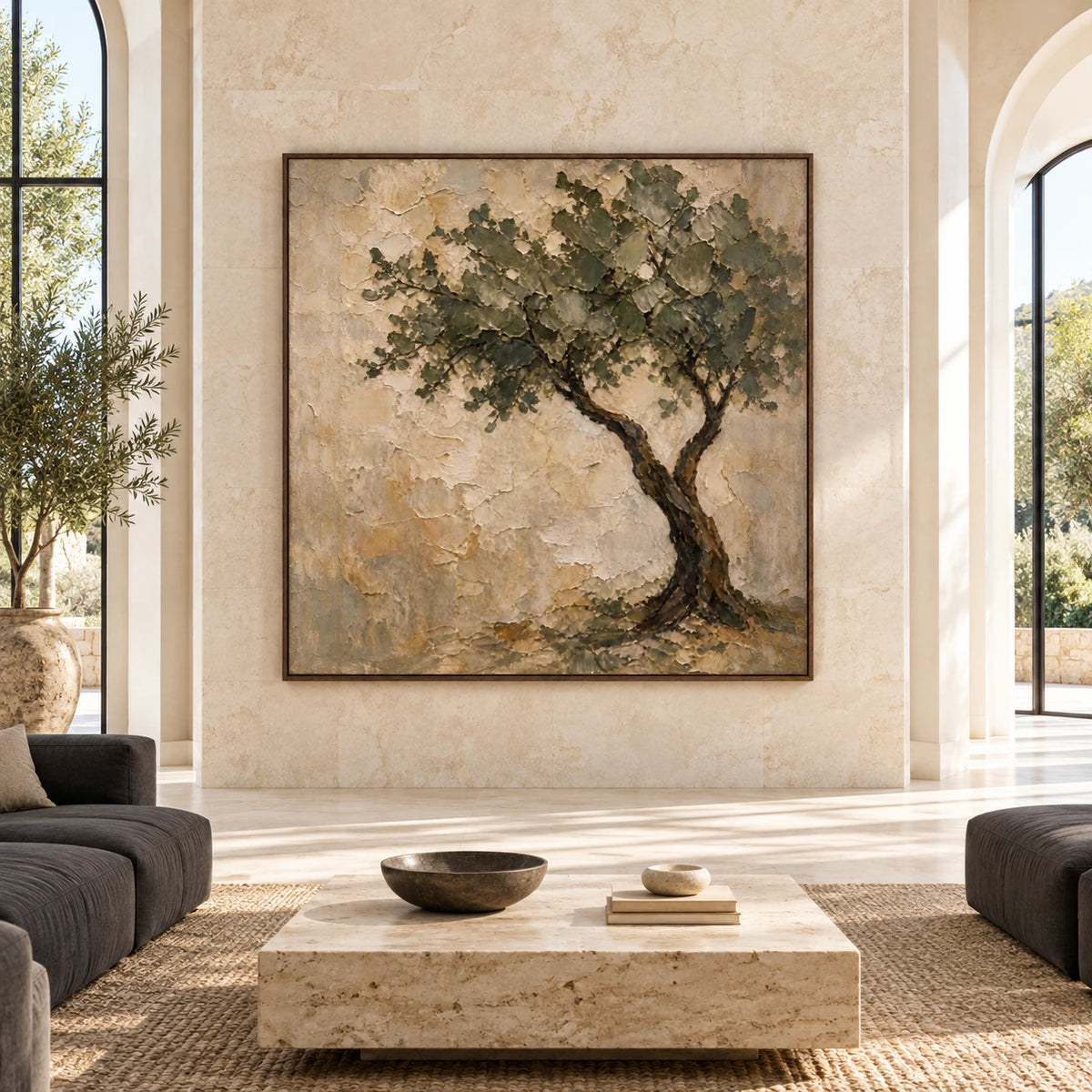Weathered-Canopy displayed at large scale in a sunlit architectural living space.