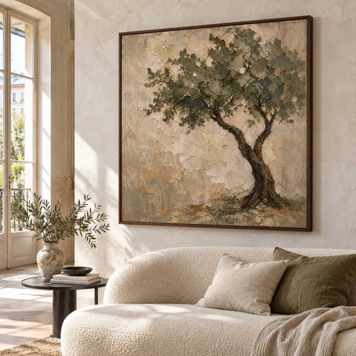 Weathered-Canopy above a bright contemporary living room seating area.