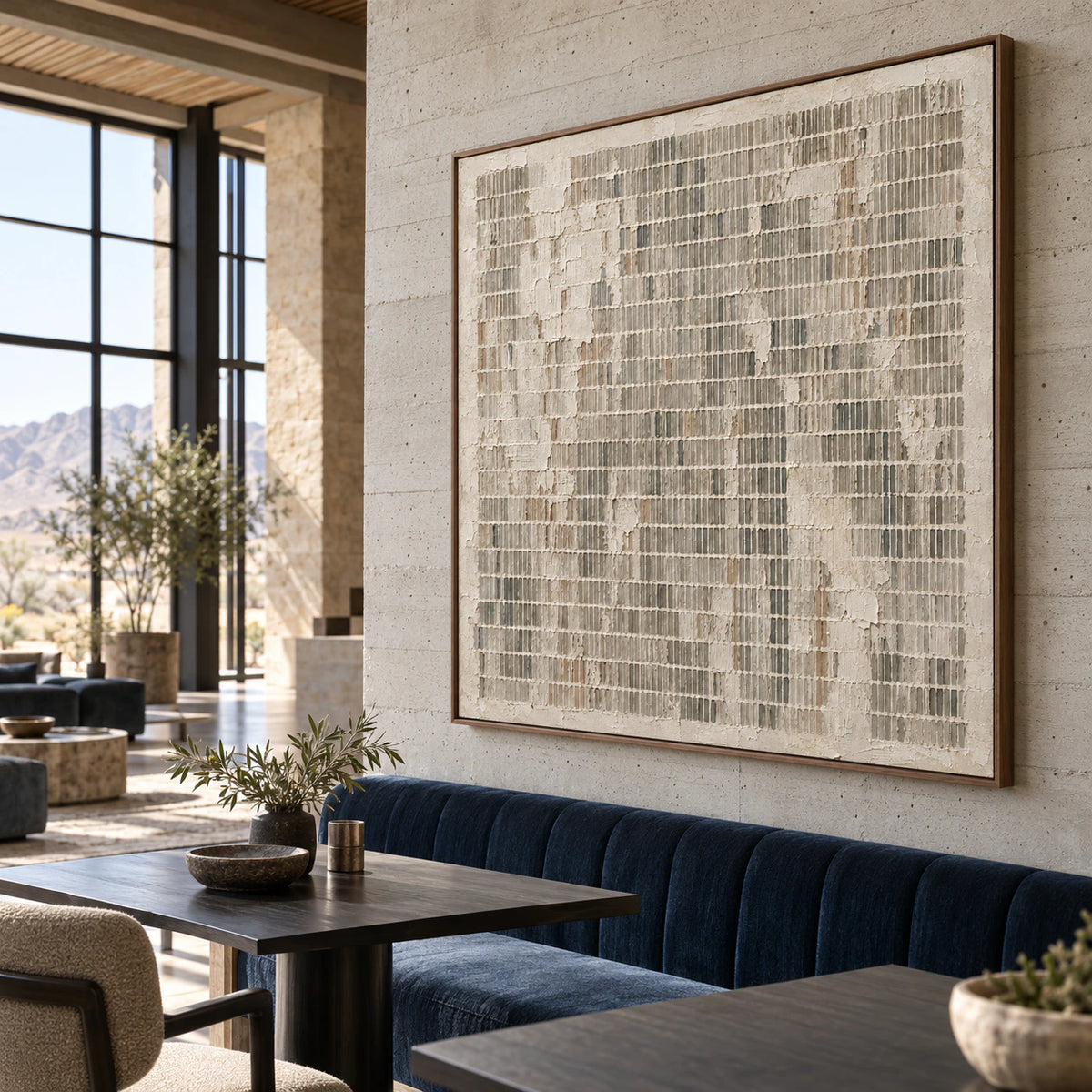 Weathered-Index featured prominently in an expansive contemporary loft interior.