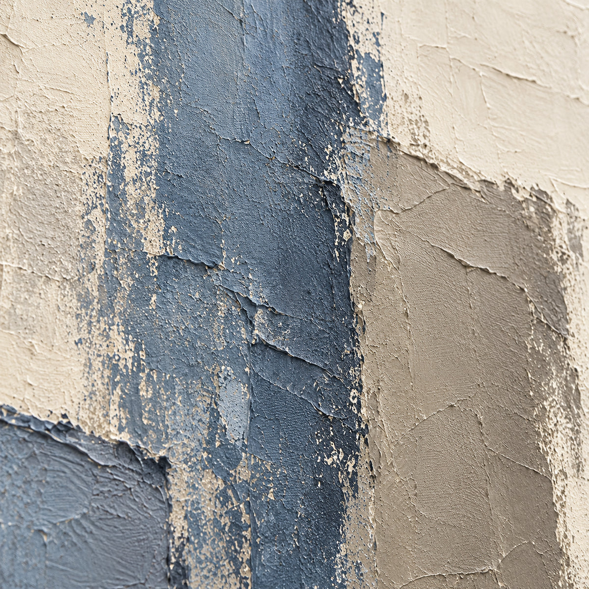 Weathered-Intervals oil painting brushwork and impasto detail photographed from an oblique side angle