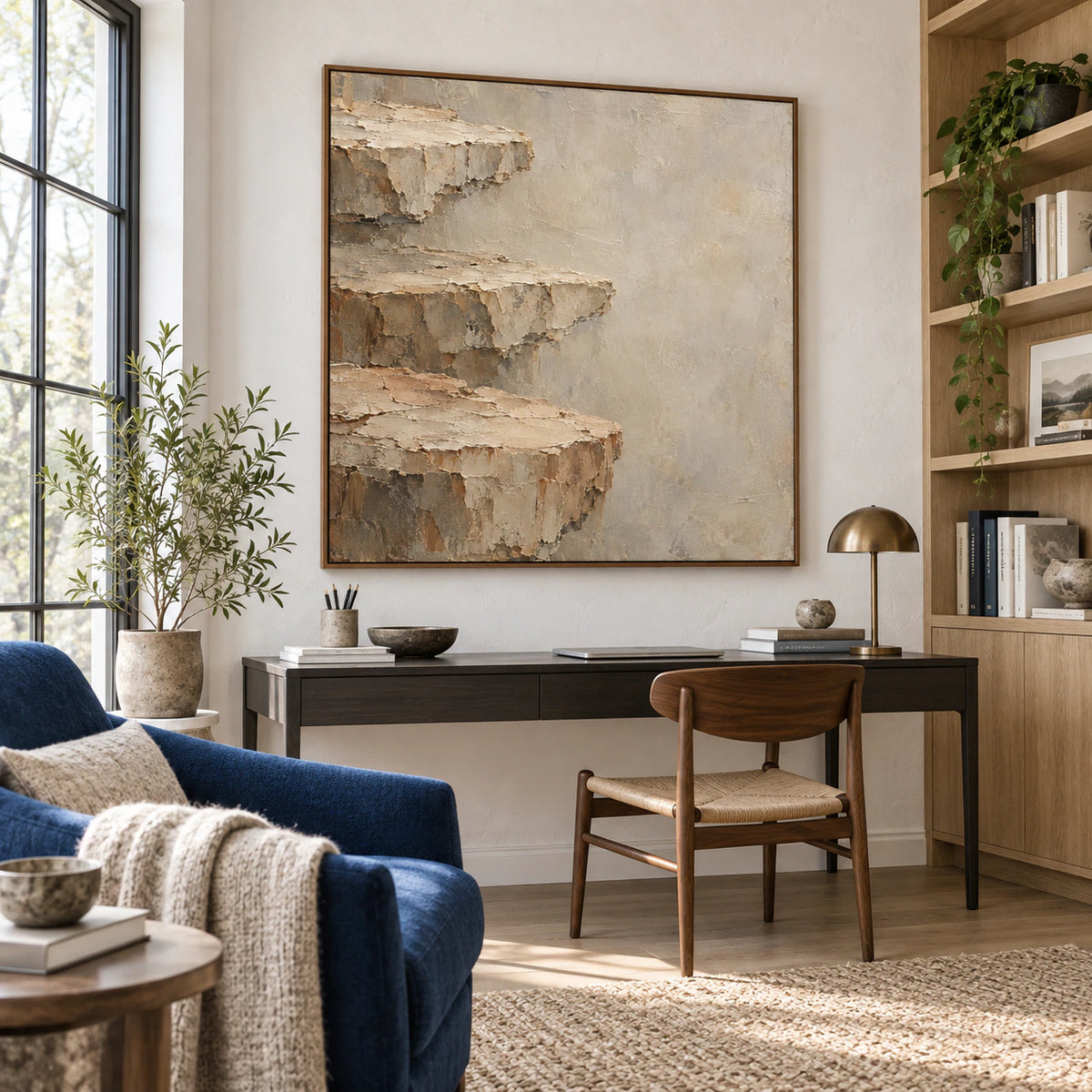 Weathered-Ledge in an airy home office and reading space.