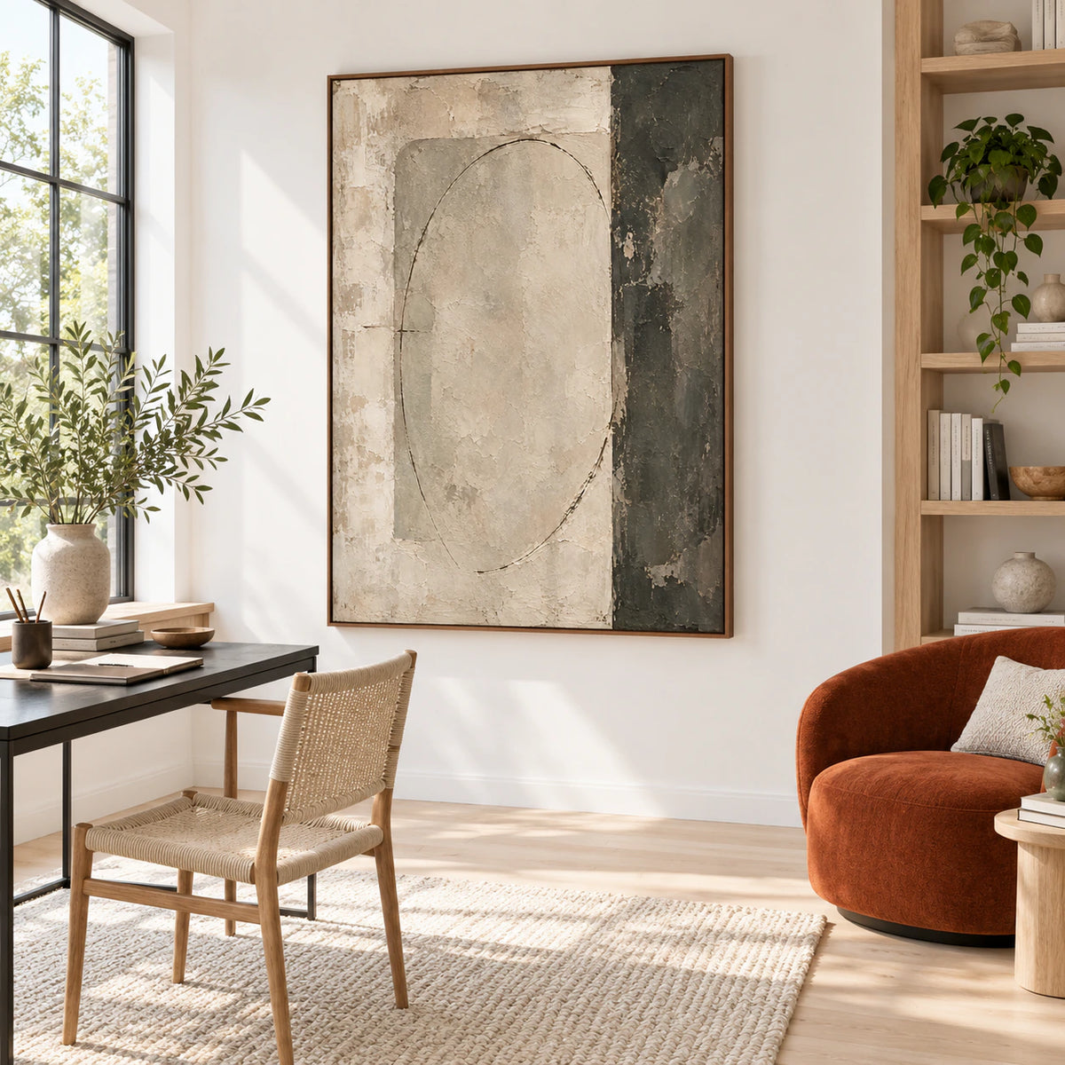 Weathered-Portal featured in an airy home office reading space with natural daylight.