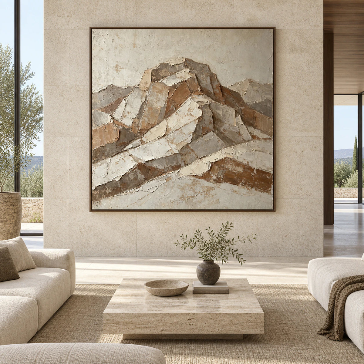 Weathered-Ridge displayed at large scale in a bright architectural living space.