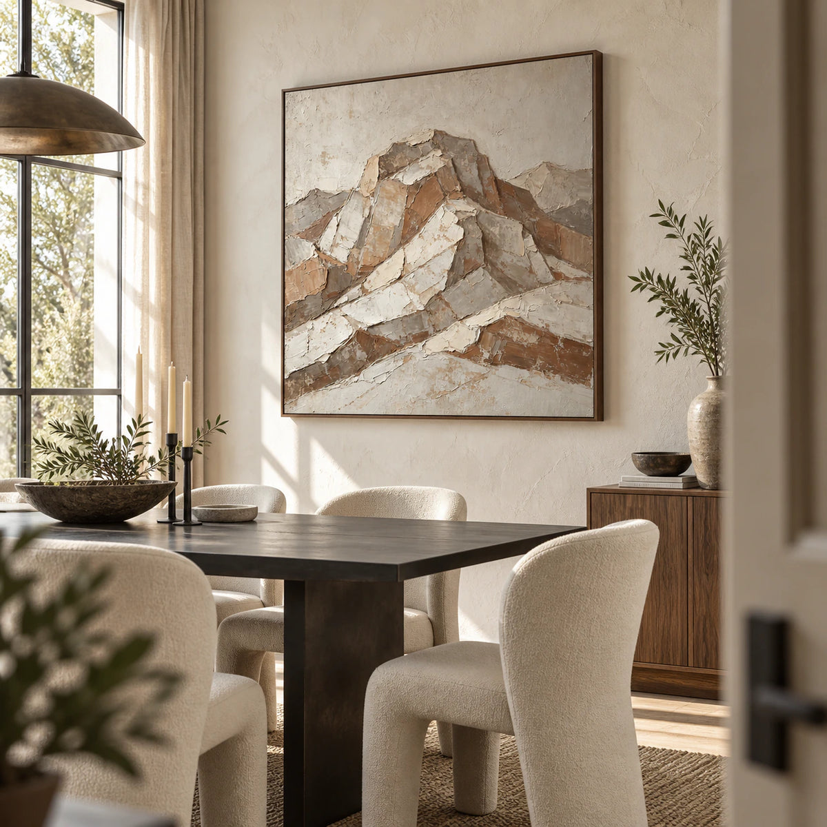 Weathered-Ridge in a refined daylight dining room.