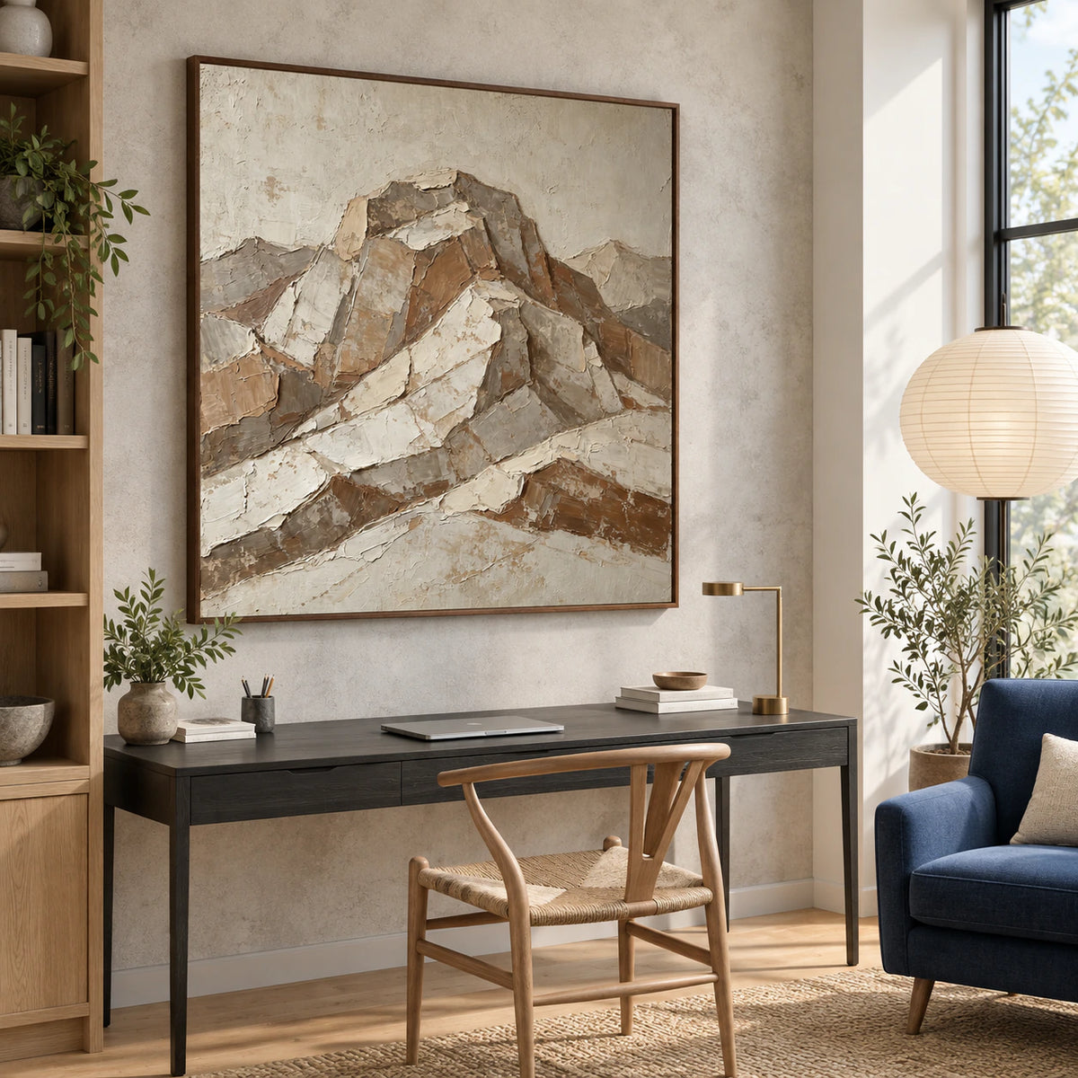 Weathered-Ridge in an airy home office reading space.