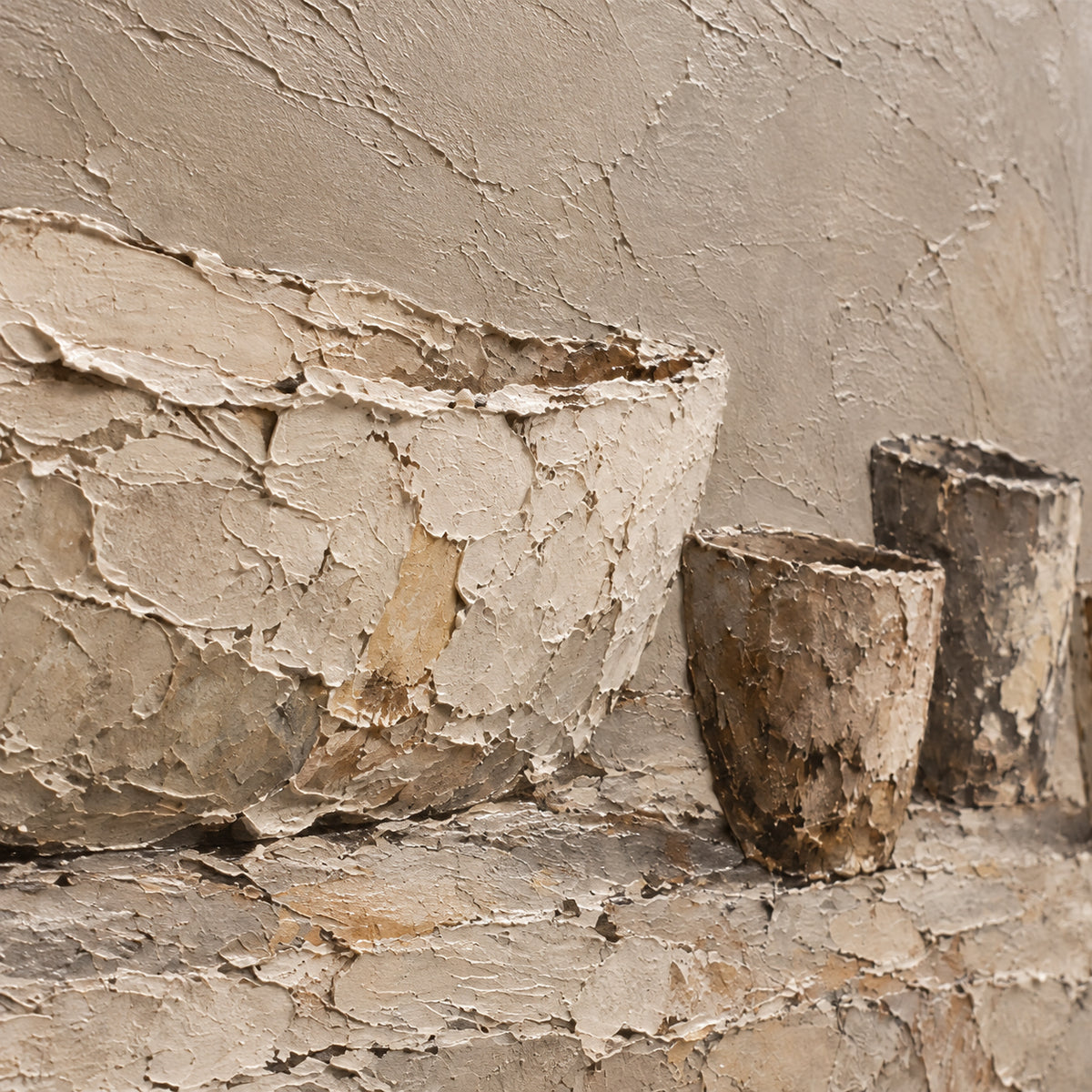 Weathered-Vessels oil painting brushwork and impasto detail photographed from an oblique side angle