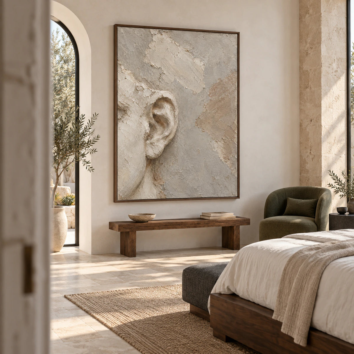 Whispered-Contour bringing tactile calm to a quiet, light-filled bedroom.