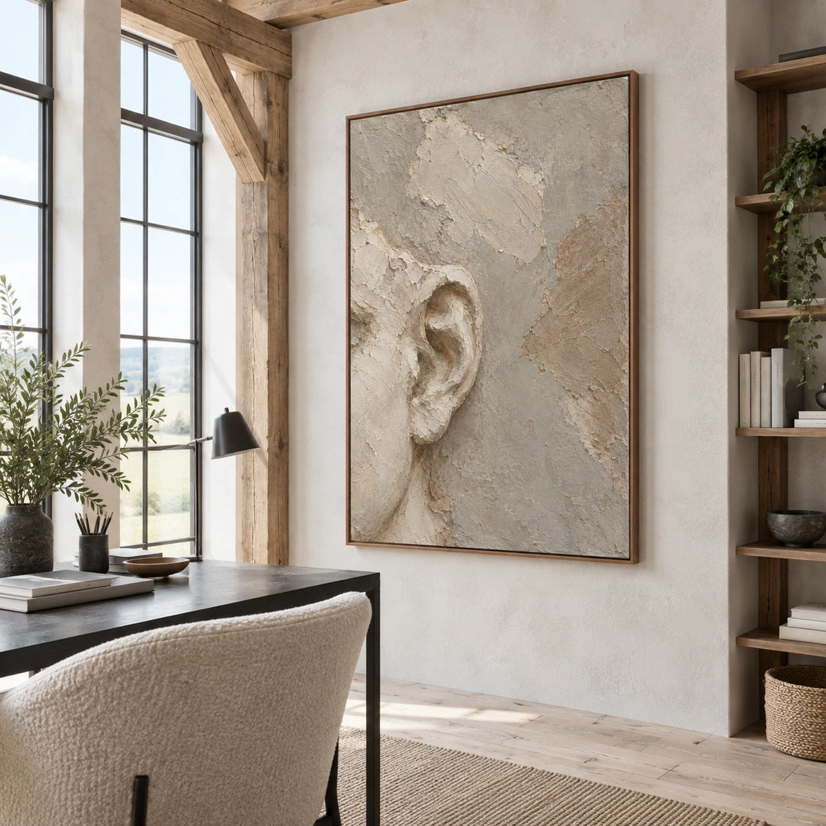 Whispered-Contour featured in an airy home office reading space.