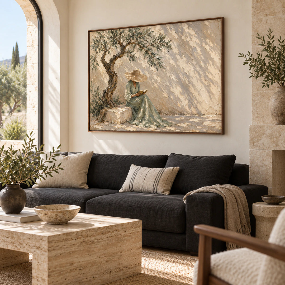 Willow-Interlude as the focal artwork in a bright contemporary living room.