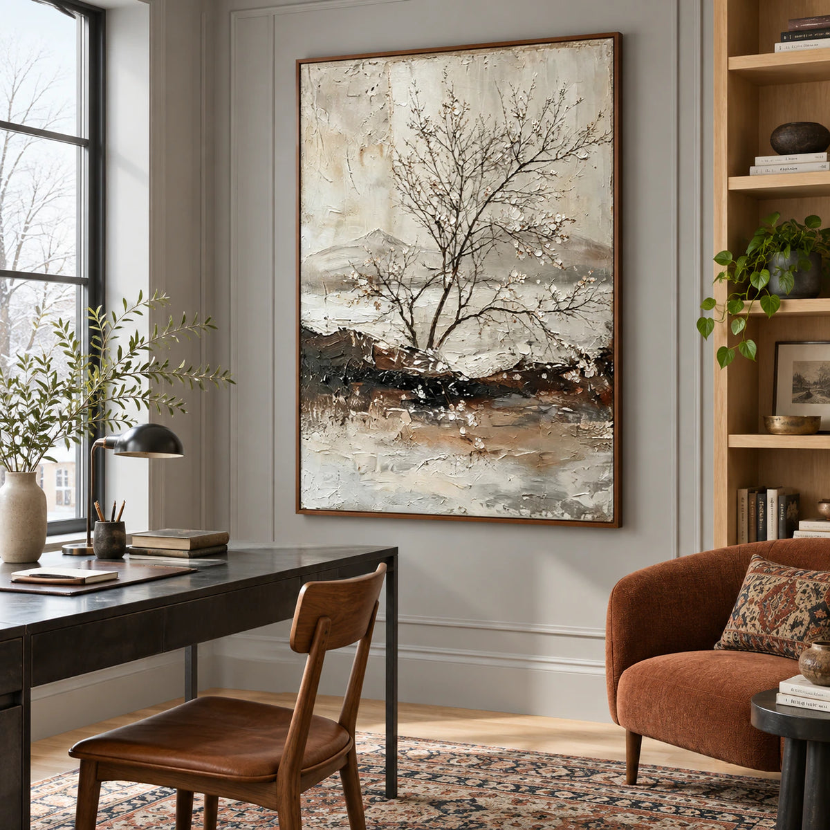 Winter-Contour featured in an airy home office reading space.